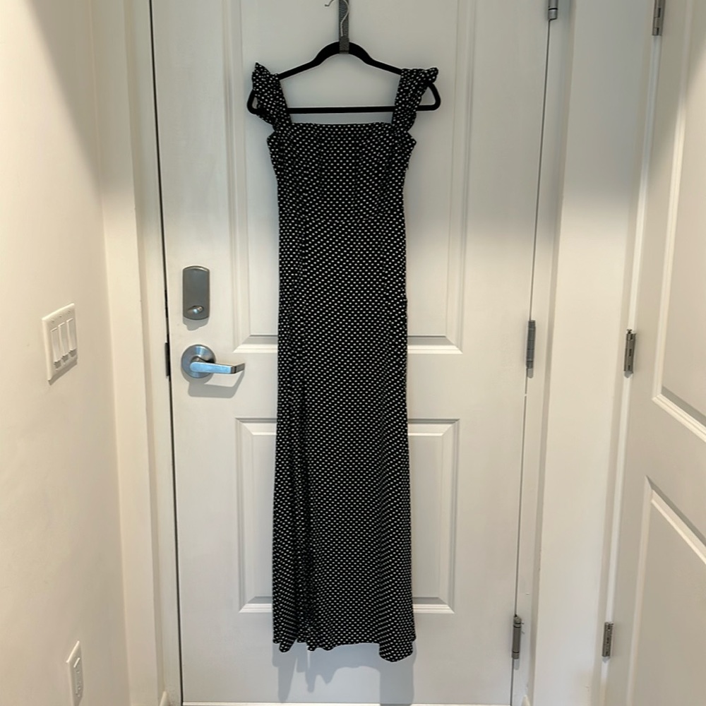 Maxi Dress, Navy with White Polka Dots